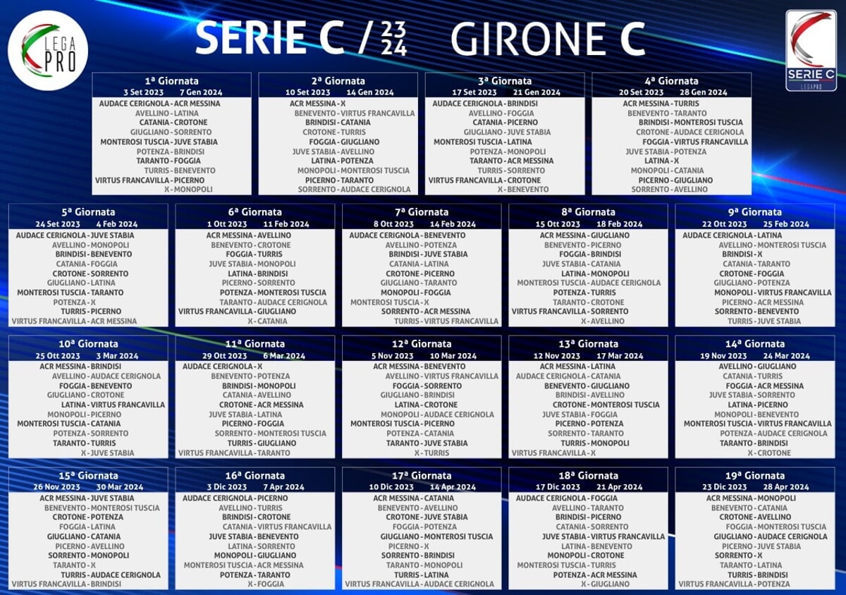 Serie C Girone C calendario 2023-2024