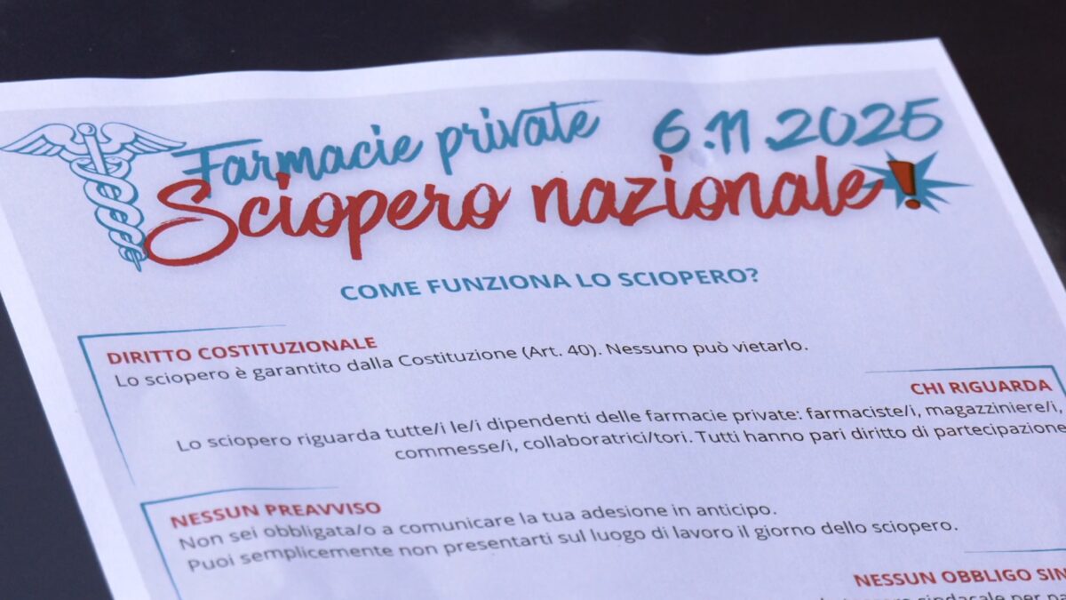Farmacie private: sciopero il 6 novembre per rinnovo contratto