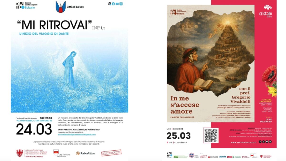 Due serate dantesche in arrivo a San Giacomo e Bolzano