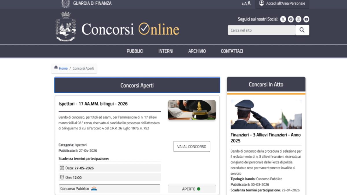 La Guardia di Finanza cerca personale bilingue