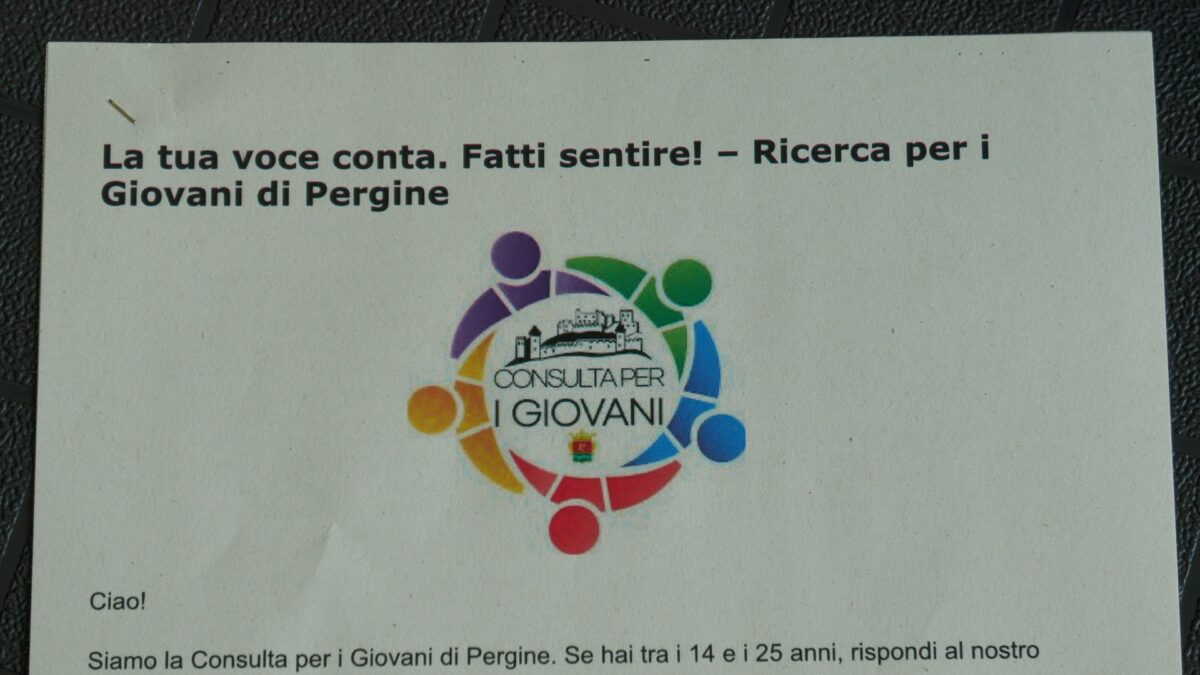 Pergine, un sondaggio sui bisogni dei giovani orienterà le politiche del Comune