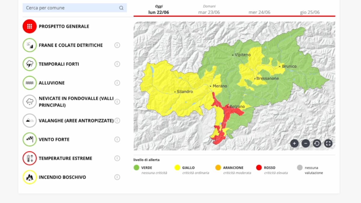 Allarme caldo in Alto Adige: la Protezione civile emette un’allerta rossa